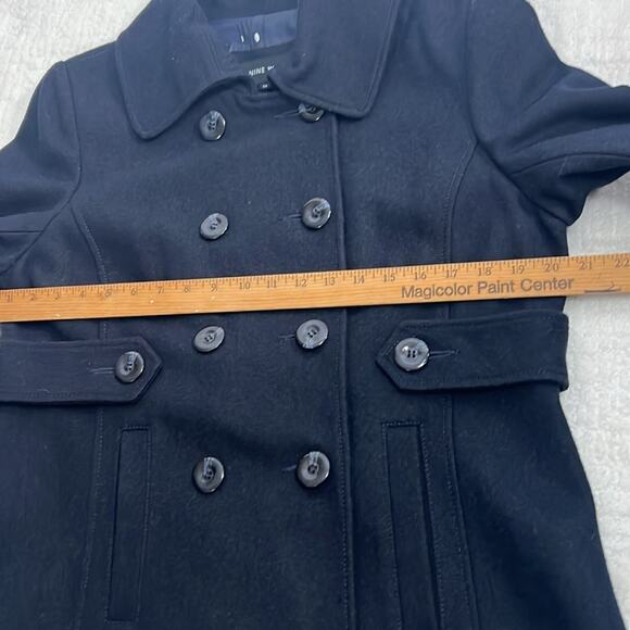 New Nine West navy double breasted wool blend collared button up pea coat 14 - Picture 10 of 13